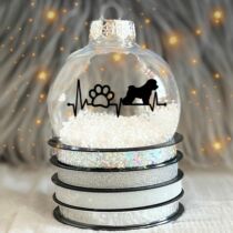 Bichon kutyás műanyag karácsonyfadísz műhavas dekorral