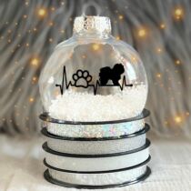 Bolognese kutyás műanyag karácsonyfadísz műhavas dekorral