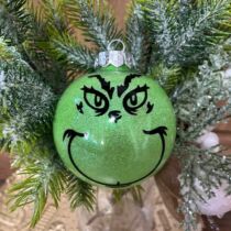 Grinch műanyag karácsonyfadísz - zöldcsillogó