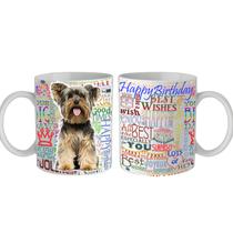 Yorkie Happy Birthday feliratos bögre