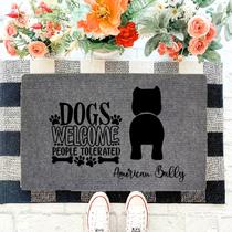 American Bully kutyás szürke lábtörlő - dogs welcome