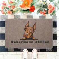 Dobermann kutyás barna lábtörlő - Dobermann otthon