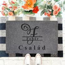 Családi monogramos szürke lábtörlő