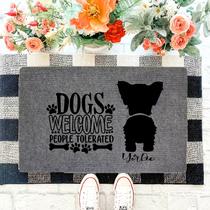 Yorkie kutyás szürke lábtörlő - dogs welcome