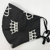 Korona mintás fekete pamut szájmaszk