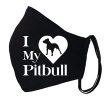Pitbull mintás fekete szájmaszk - love my
