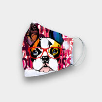 Francia Bulldog szájmaszk - szemüveges