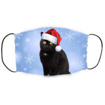 Fekete cicás karácsonyi szájmaszk