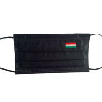 3 rétegű fekete szájmaszk - magyar zászlós