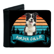Border Collie mintás fekete műbőr pénztárca - color