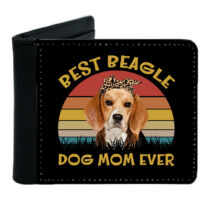 Beagle mintás fekete műbőr pénztárca - mom ever