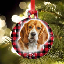 Beagle kutyás karácsonyfadísz - kockás