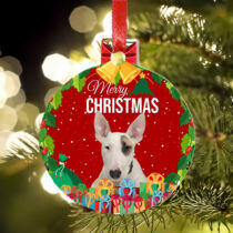 Bullterrier kutyás karácsonyfadísz - Merry Christmas