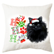Fekete macska mintás karácsonyi párna - hohoho