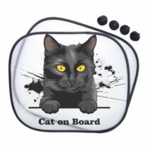 Fekete macskás autós napellenző - cat on board