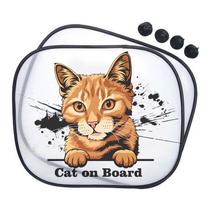 Vörös macskás autós napellenző - cat on board