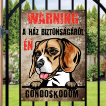 Beagle kutyás fém tábla - warning