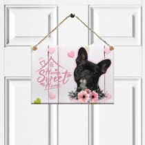 Francia Bulldog kutyás ajtótábla - home sweet home