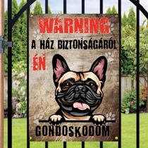 Francia Bulldog kutyás fém tábla - warning
