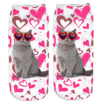 Brit macska zokni - szivecskés
