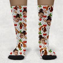 Egyedi képes karácsonyi zokni - merry christmas