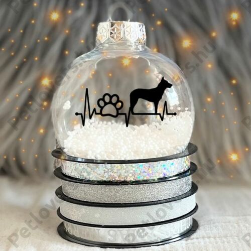 Malinois kutyás műanyag karácsonyfadísz műhavas dekorral