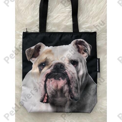 Angol Bulldog mintás táska - fehér