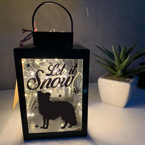 Border Collie mintás fekete led lámpás