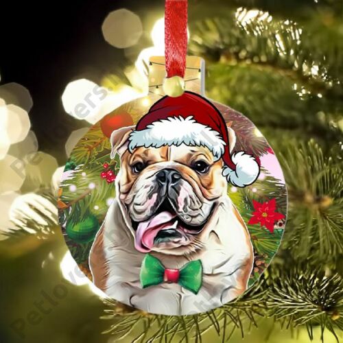 Angol Bulldog kutyás karácsonyfadísz