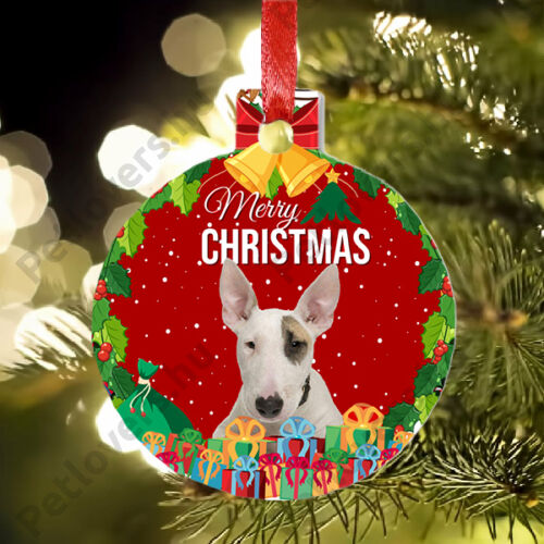 Bullterrier kutyás karácsonyfadísz - Merry Christmas