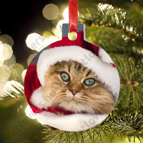 Macskás karácsonyfadísz - santa