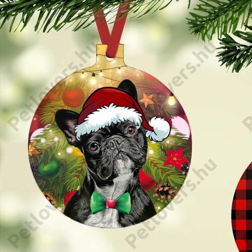Francia Bulldog kutyás karácsonyfadísz