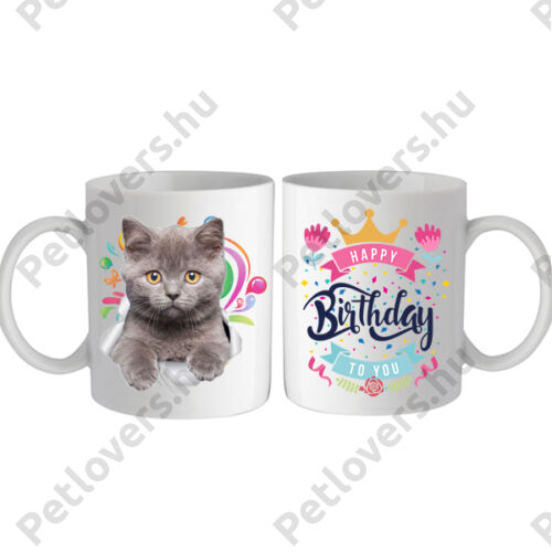 Brit macskás bögre - Happy Birthday