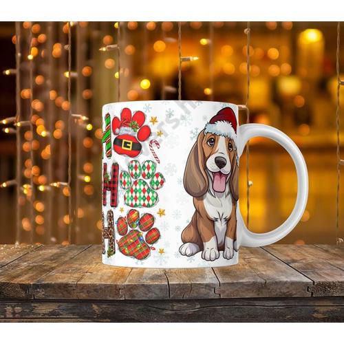 Basset hound kutyás karácsonyi bögre - hohoho