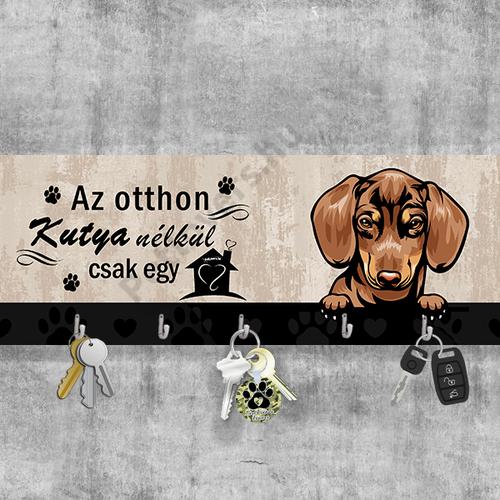 Tacskó barna fali kulcstartó - kutya nélkül