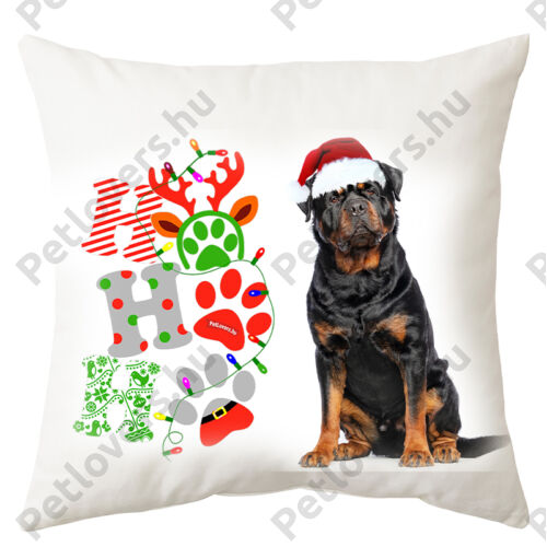 Rottweiler mintás karácsonyi párna - hohoho
