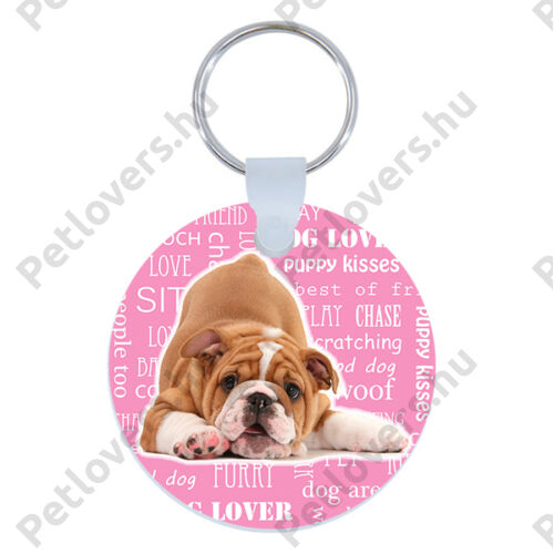 Angol bulldog kulcstartó - rózsaszín