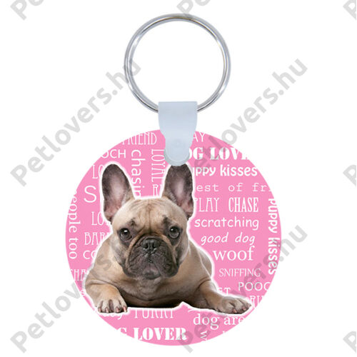 Francia Bulldog kulcstartó - rózsaszín