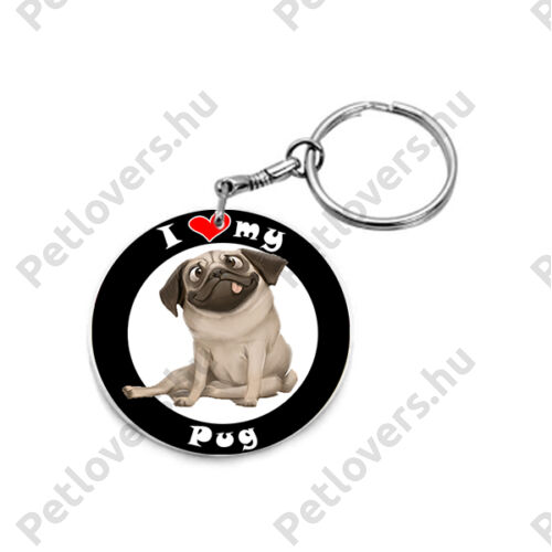 Mopsz kulcstartó - I love my Pug