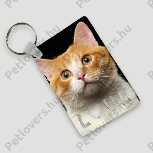 Vörös macskás kulcstartó - love