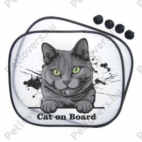 Brit macskás autós napellenző - cat on board