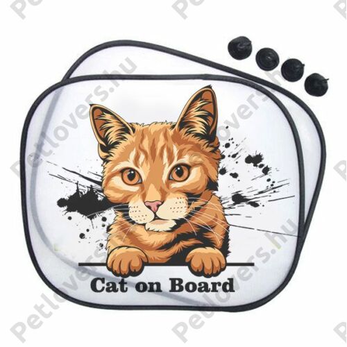 Vörös macskás autós napellenző - cat on board
