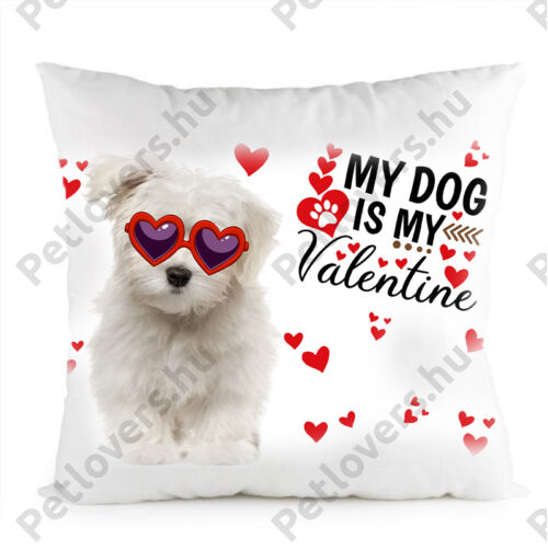 Bichon kutyás párna - my dog is my valentine