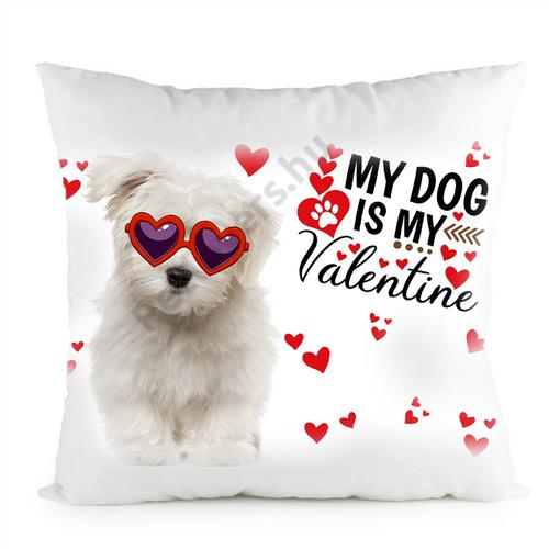 Bichon kutyás párna - my dog is my valentine