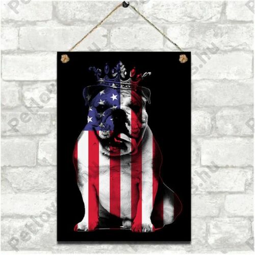 Angol Bulldog kutyás dekor fém tábla